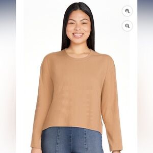 Tan Ribbed Long Sleeve T-shirt 💛